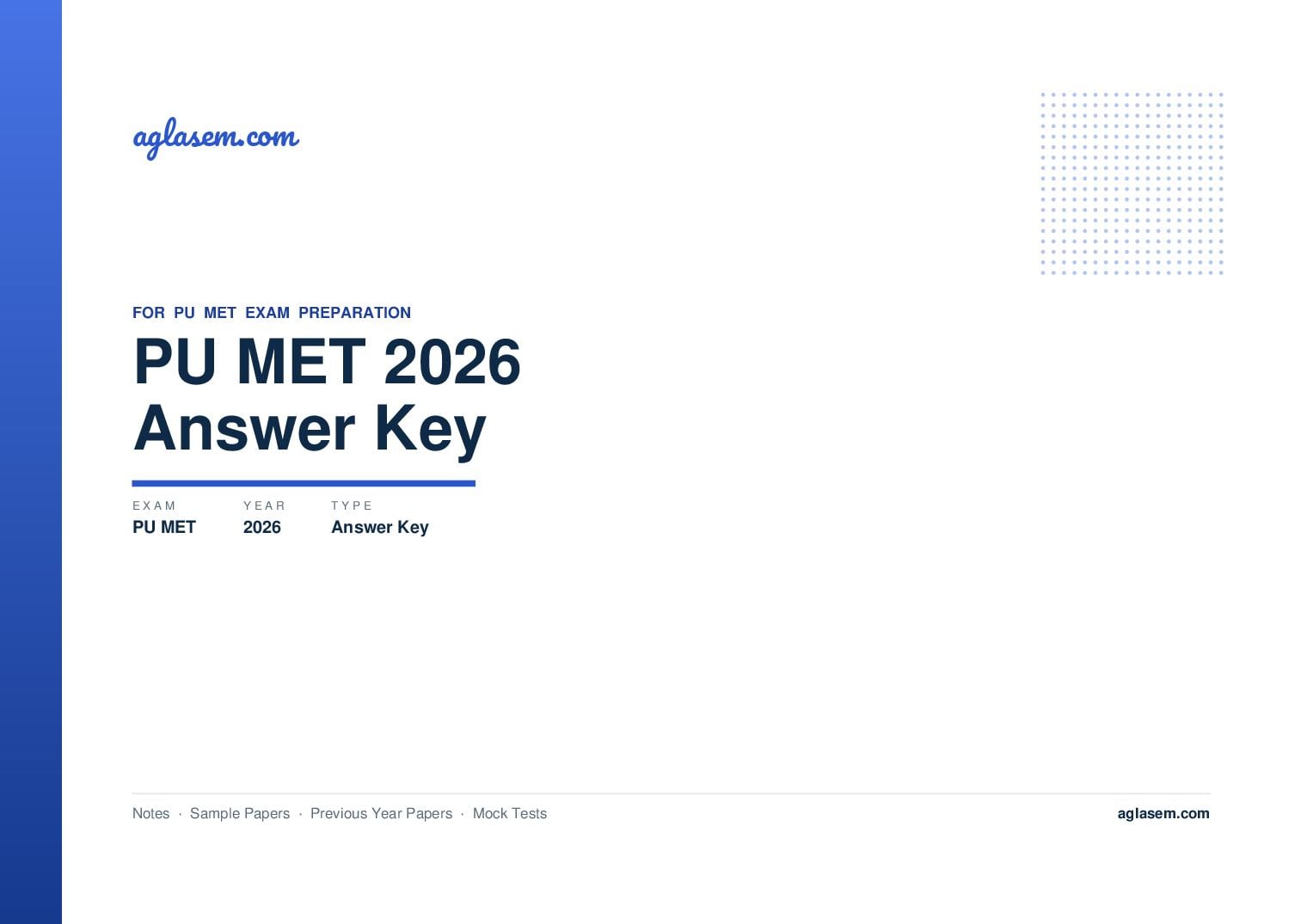 PU MET 2026 Answer Key - Page 1 of 2