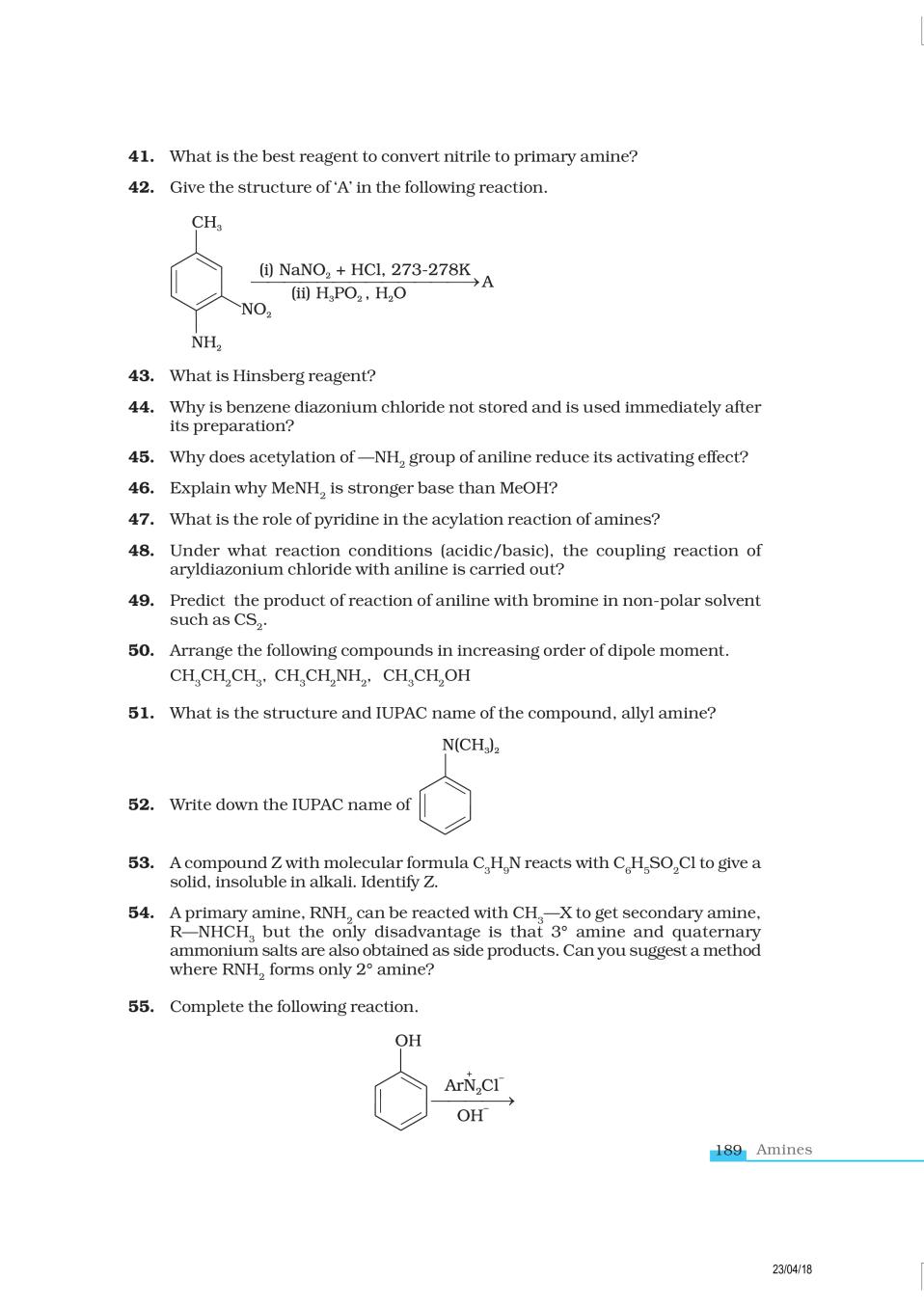 NCERT Exemplar Class 12 Chemistry Chapter 13 Amines