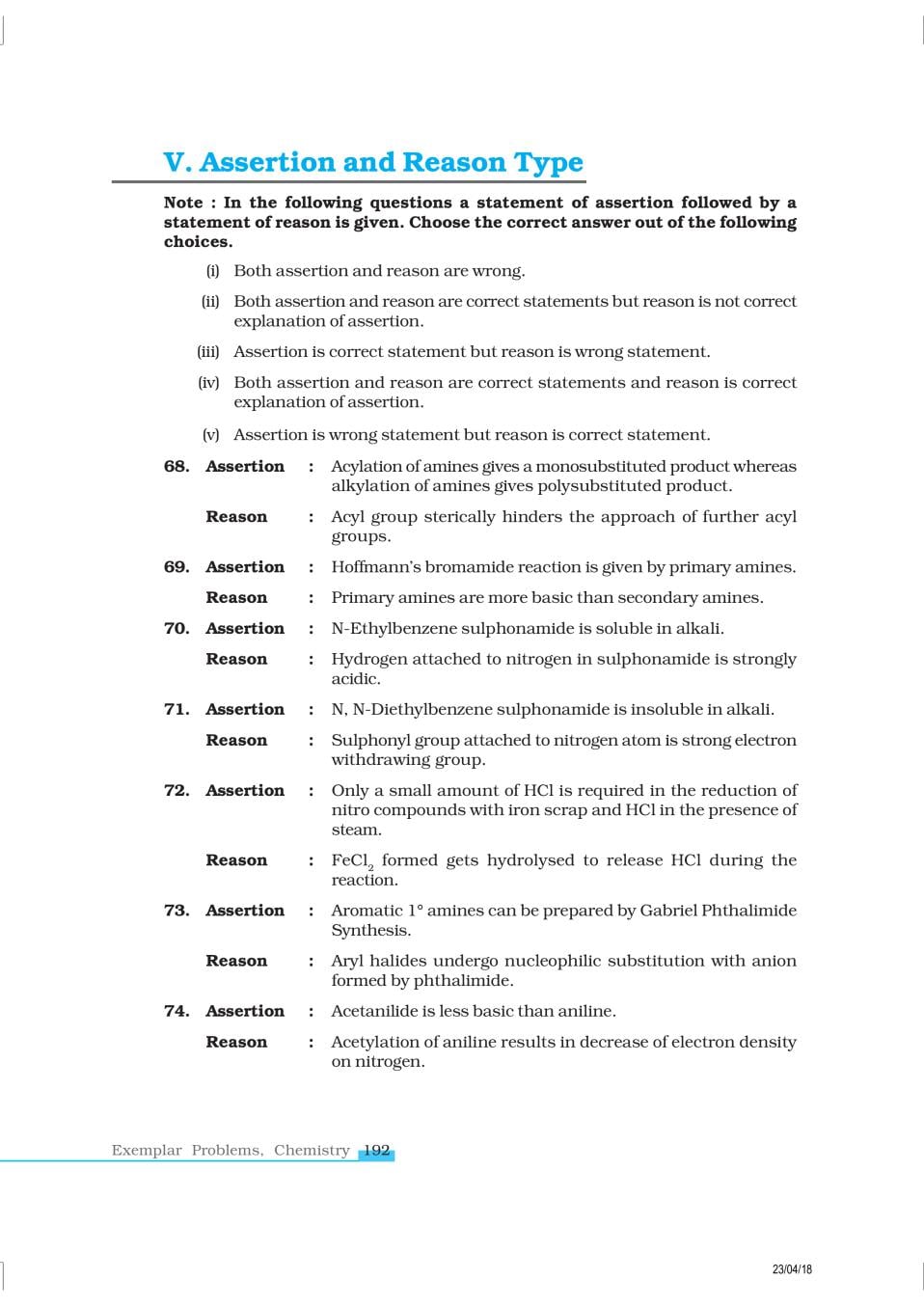 NCERT Exemplar Class 12 Chemistry Chapter 13 Amines