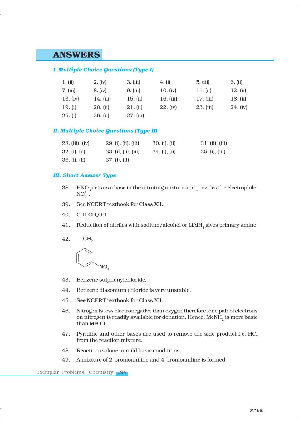 NCERT Exemplar Class 12 Chemistry Chapter 13 Amines