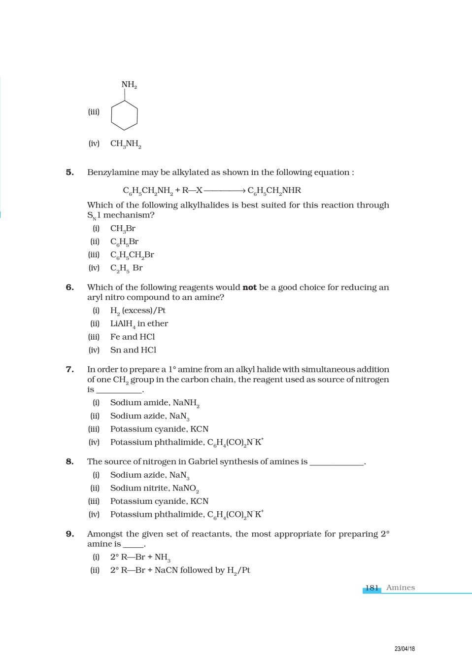 NCERT Exemplar Class 12 Chemistry Chapter 13 Amines
