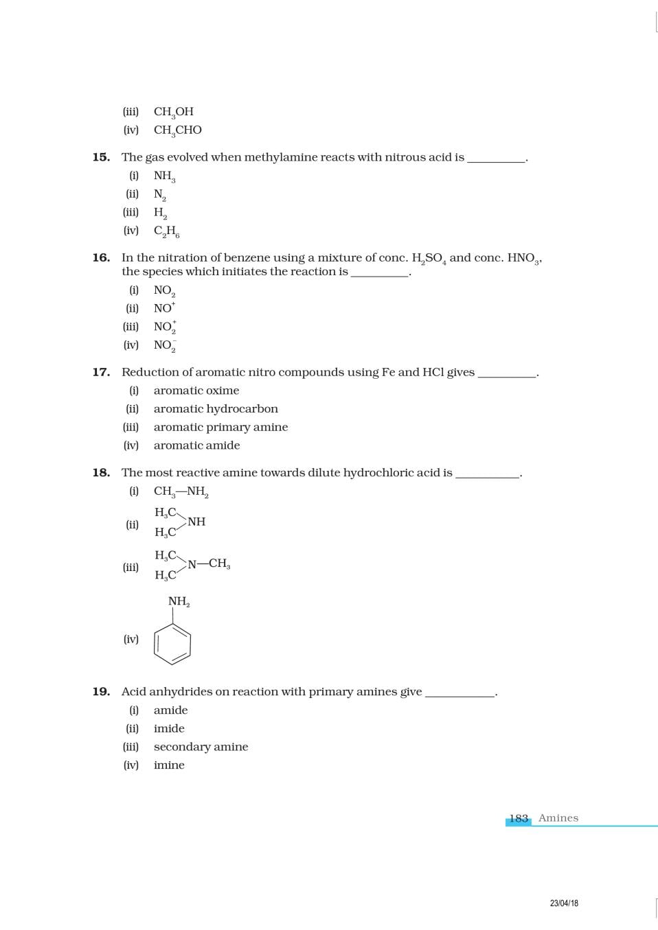 NCERT Exemplar Class 12 Chemistry Chapter 13 Amines