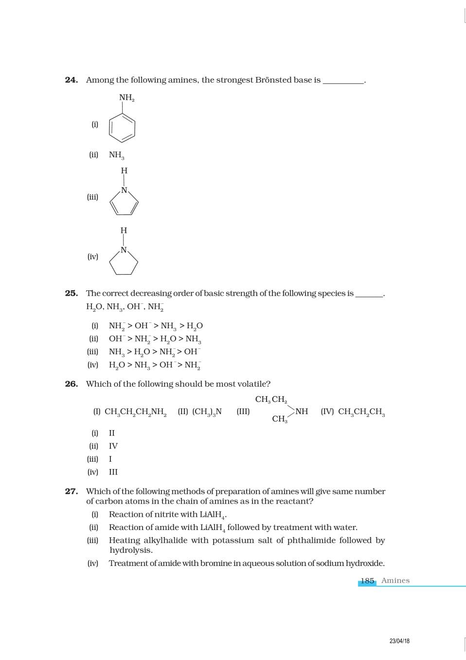 NCERT Exemplar Class 12 Chemistry Chapter 13 Amines