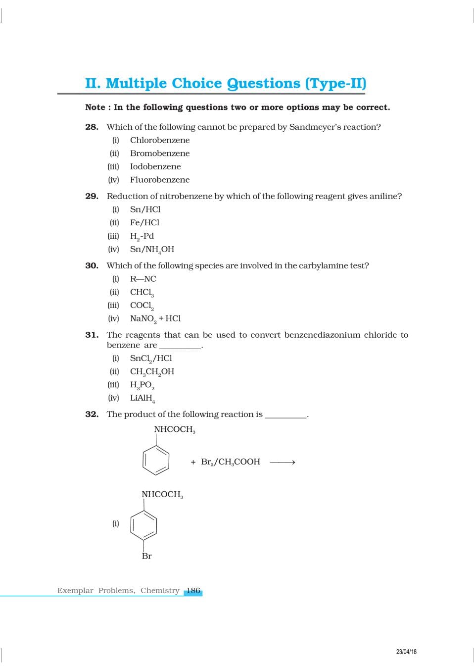 NCERT Exemplar Class 12 Chemistry Chapter 13 Amines