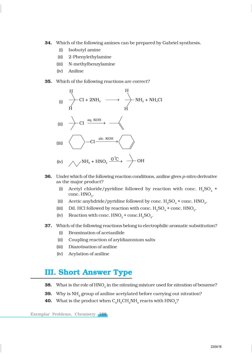 NCERT Exemplar Class 12 Chemistry Chapter 13 Amines