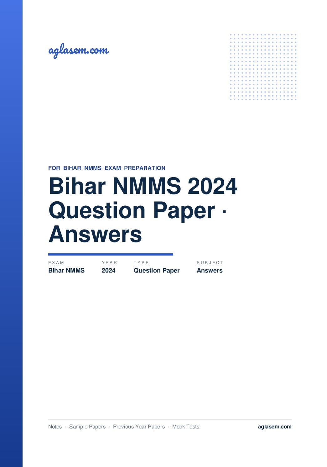 Bihar NMMS 2024 Question Paper with Answers - Page 1 of 49