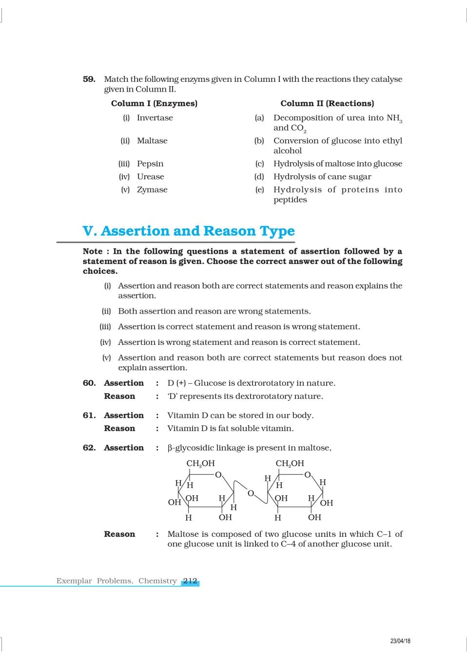 NCERT Exemplar Class 12 Chemistry Chapter 1 4 Biomolecules