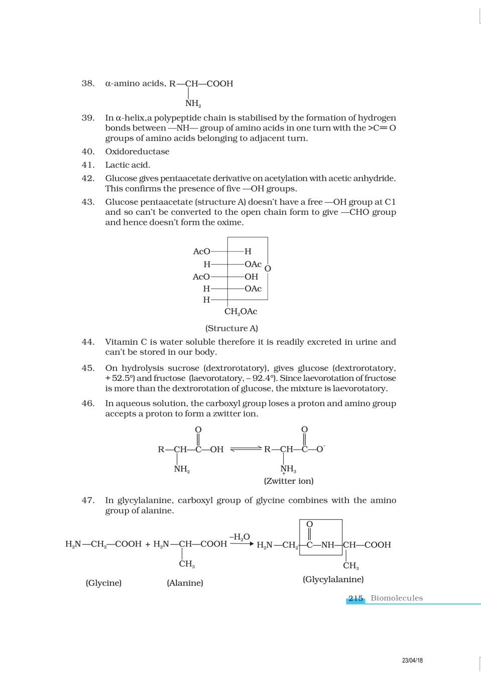 NCERT Exemplar Class 12 Chemistry Chapter 1 4 Biomolecules