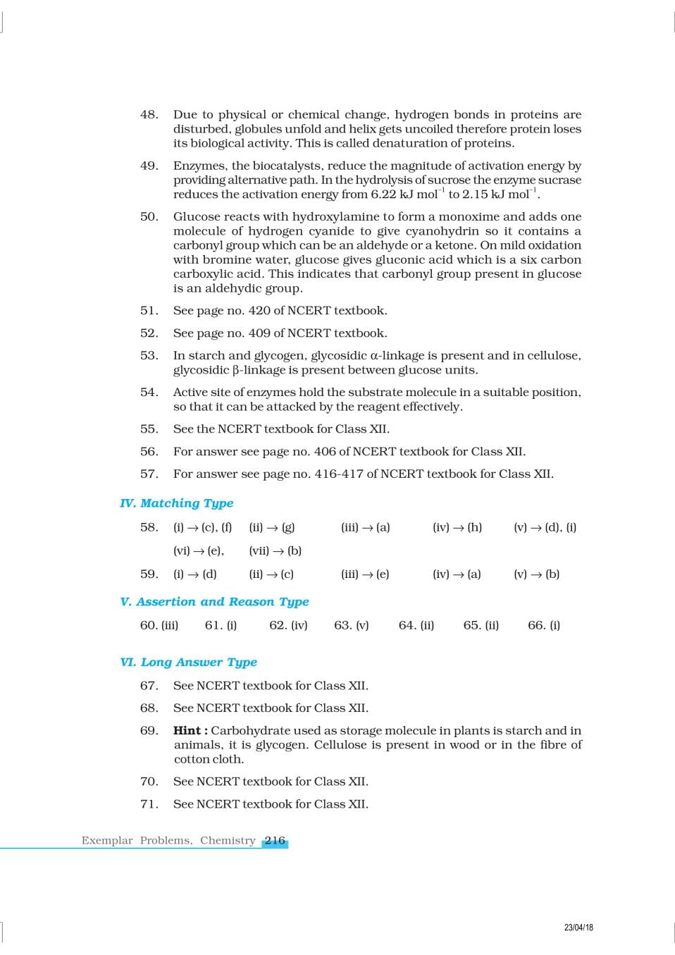 NCERT Exemplar Class 12 Chemistry Chapter 1 4 Biomolecules