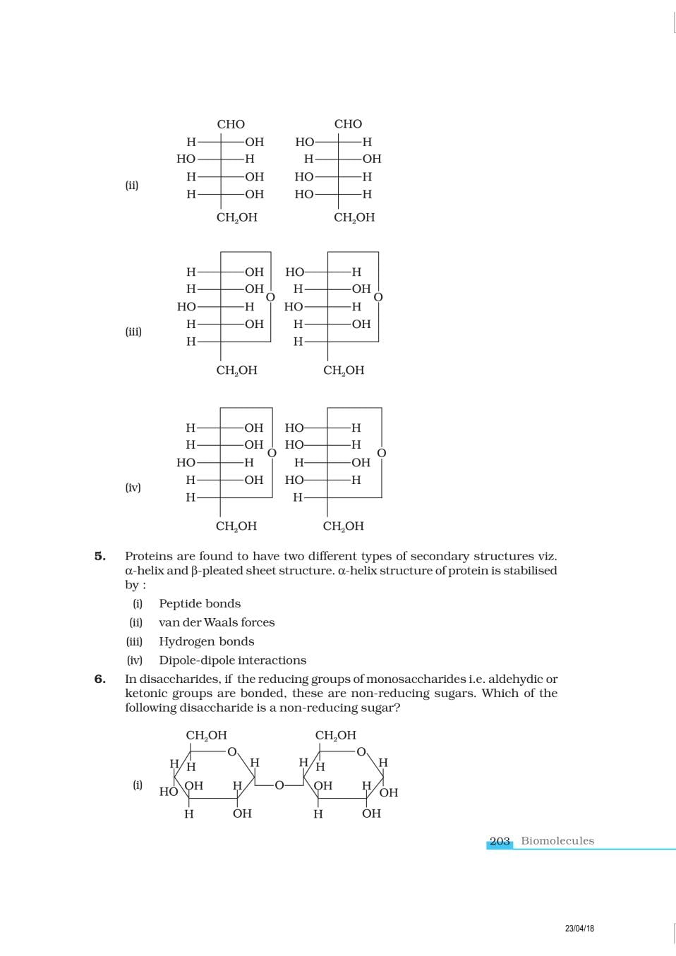 NCERT Exemplar Class 12 Chemistry Chapter 1 4 Biomolecules