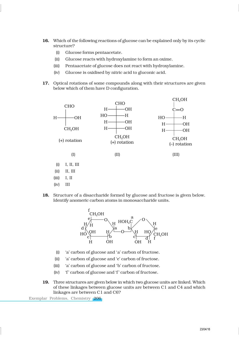 NCERT Exemplar Class 12 Chemistry Chapter 1 4 Biomolecules