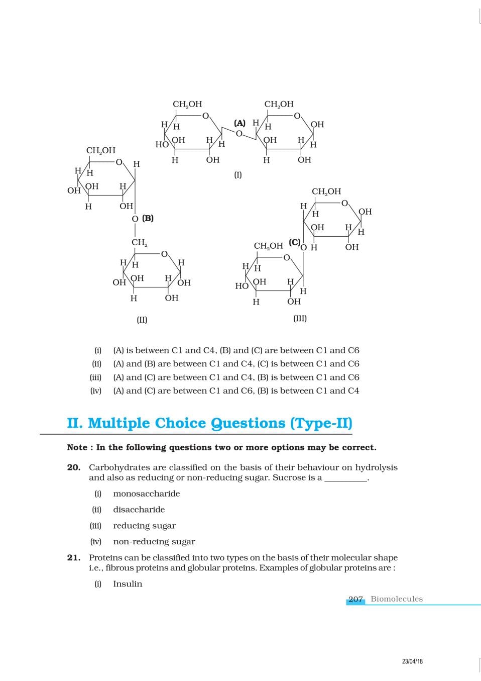 NCERT Exemplar Class 12 Chemistry Chapter 1 4 Biomolecules