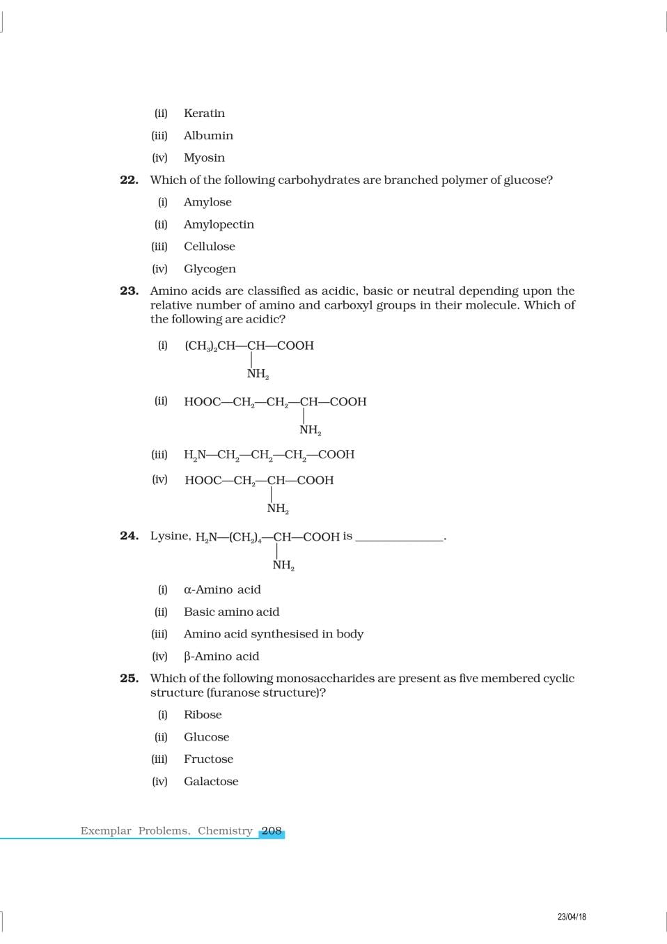 NCERT Exemplar Class 12 Chemistry Chapter 1 4 Biomolecules