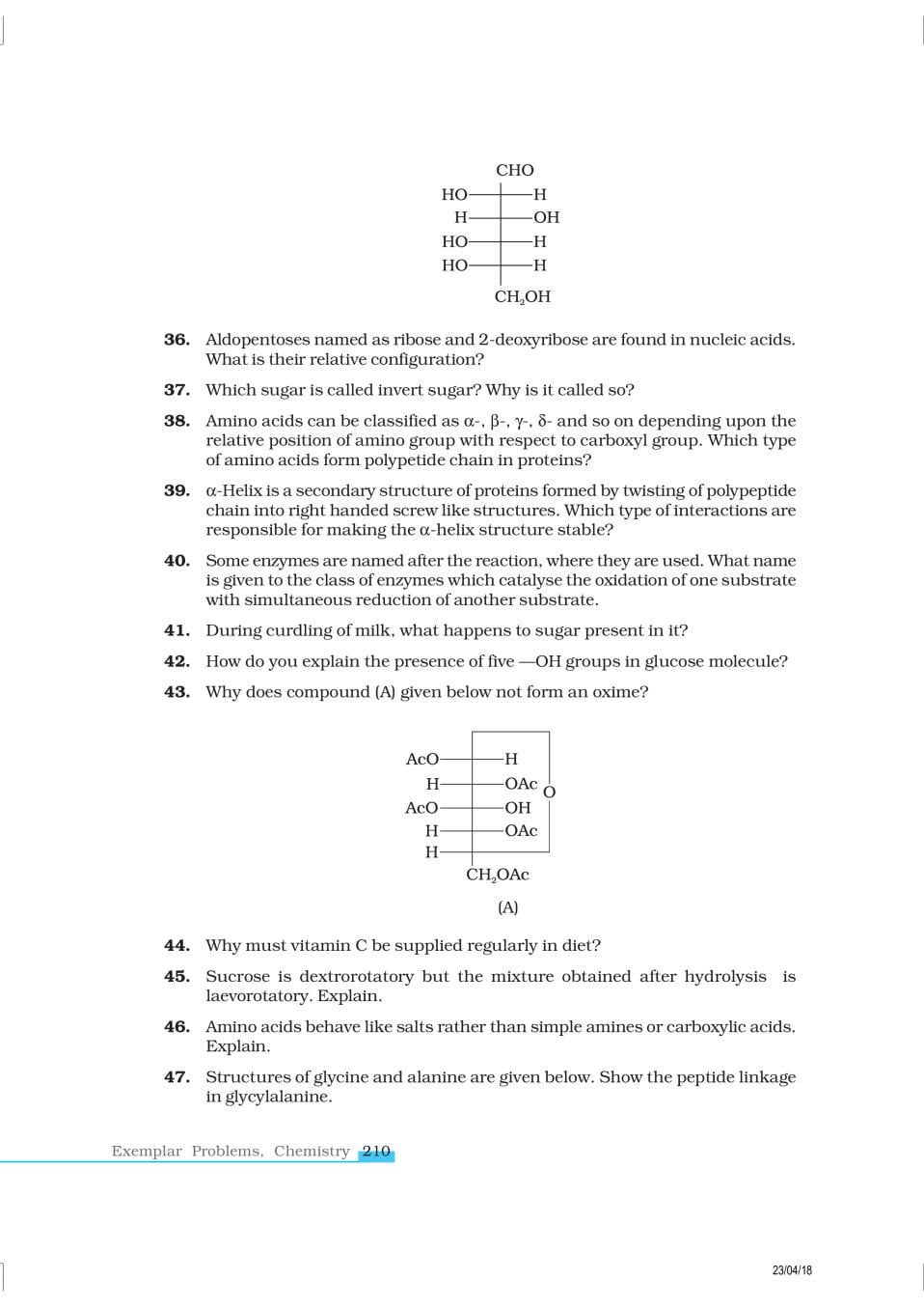 NCERT Exemplar Class 12 Chemistry Chapter 1 4 Biomolecules