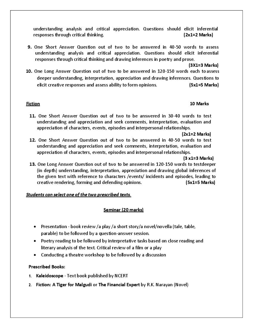 Cbse class 11 syllabus 2022 23 english term 1 term 2