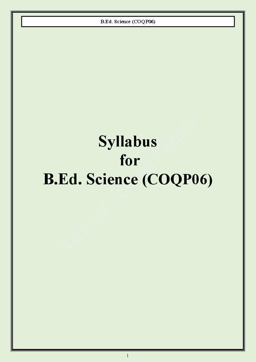 CUET PG 2024 Syllabus B.Ed Science - Page 1