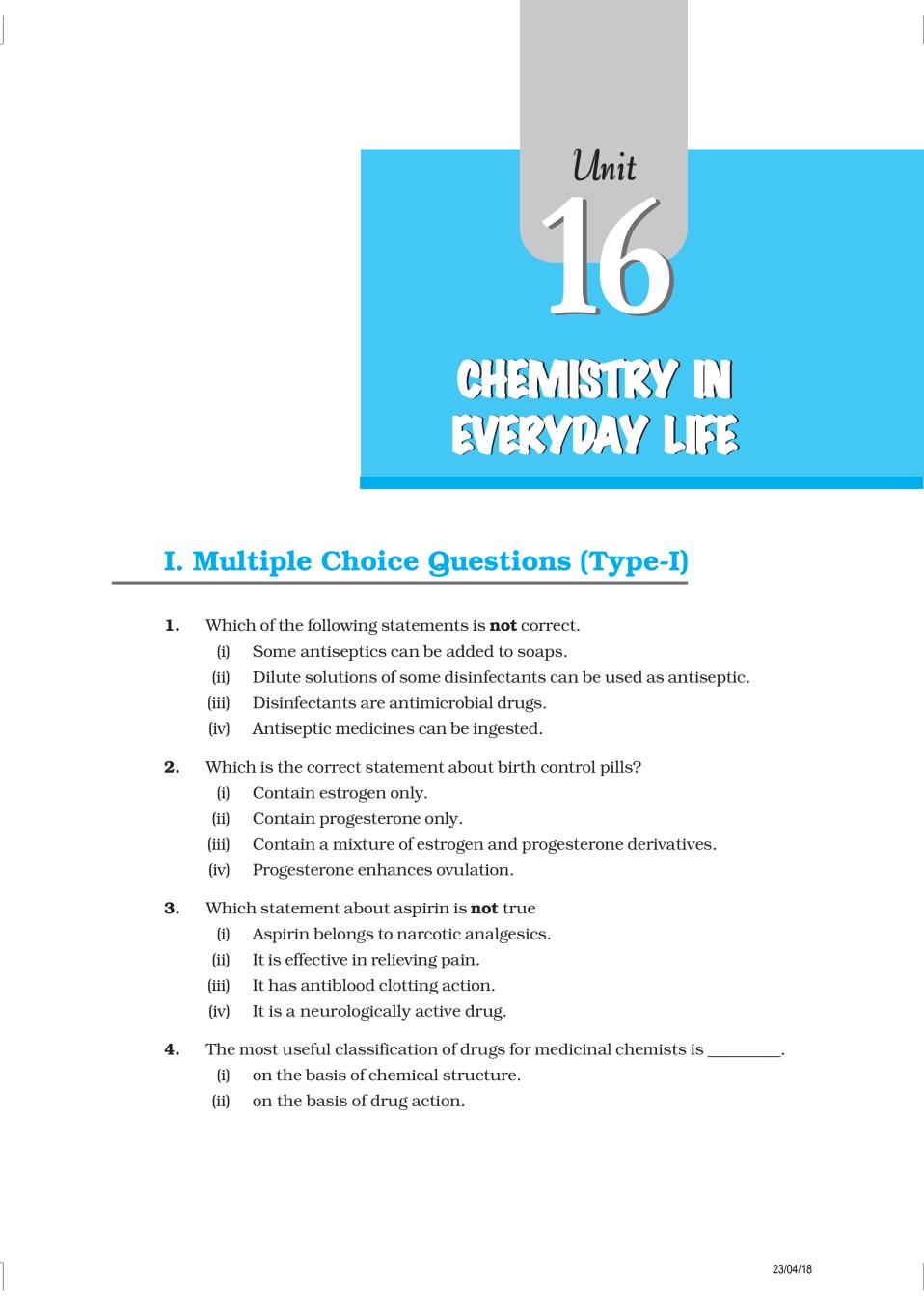 NCERT Exemplar Class 12 Chemistry Unit 16 Chemistry In Everyday Life - Page 1