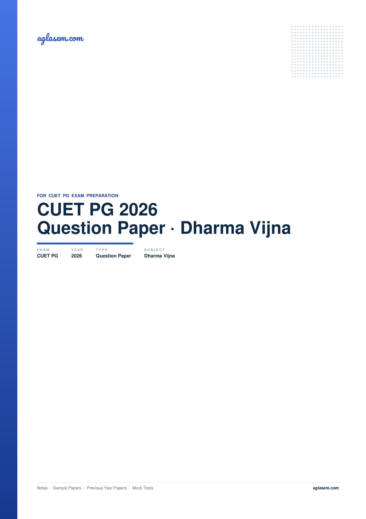 CUET PG 2026 Question Paper Dharma Vijna - Page 1 of 28