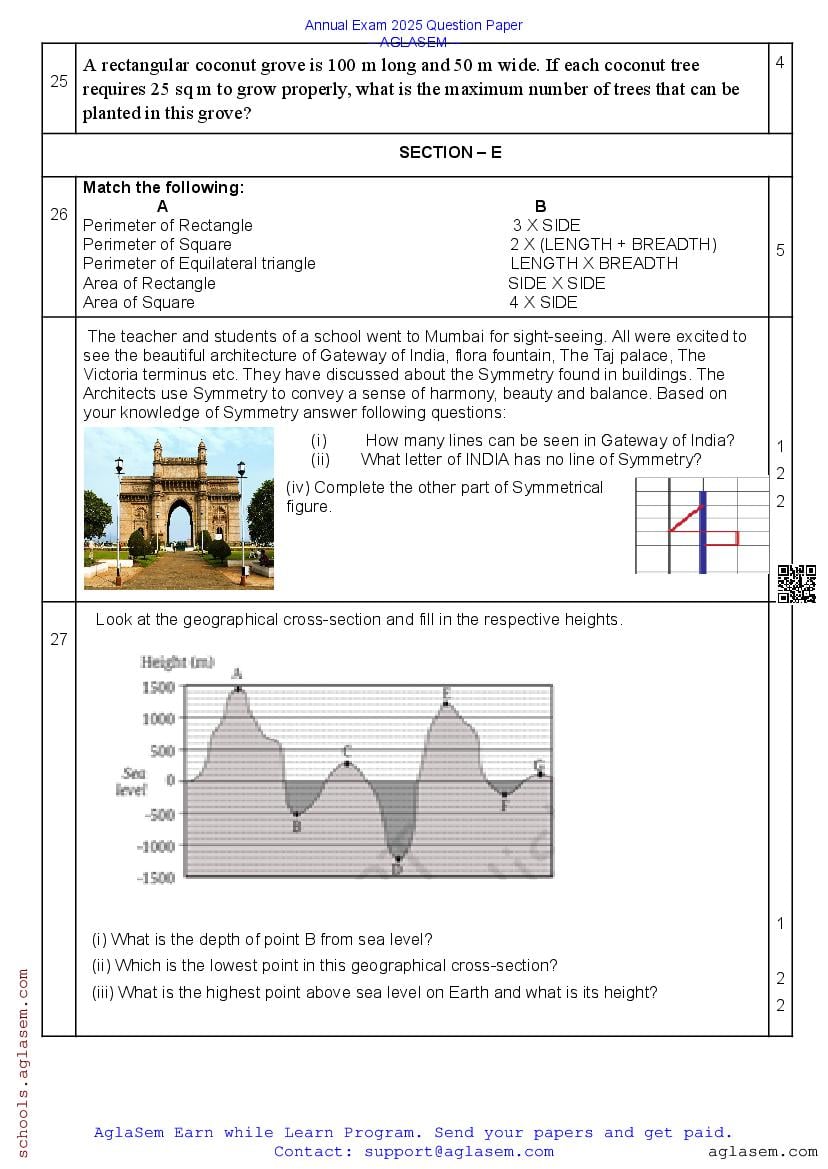 Class 6 Maths Question Paper 2025 (PDF) - Download 6th Std Annual Exam ...