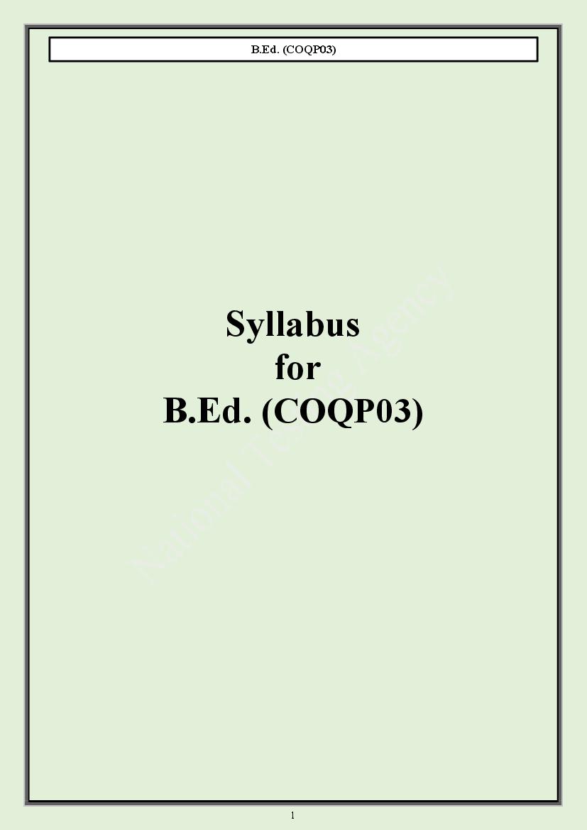 CUET PG 2024 Syllabus B.Ed - Page 1