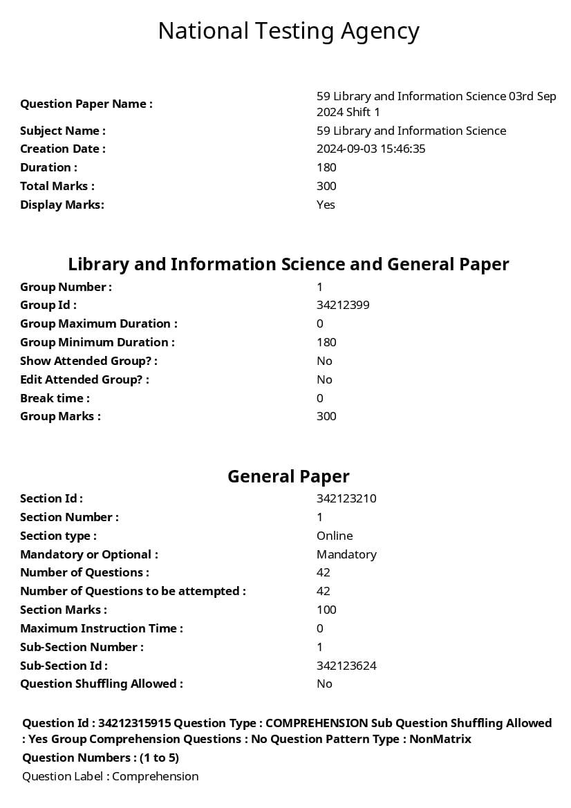 UGC NET 2024 Question Paper Library And Information Science - Page 1