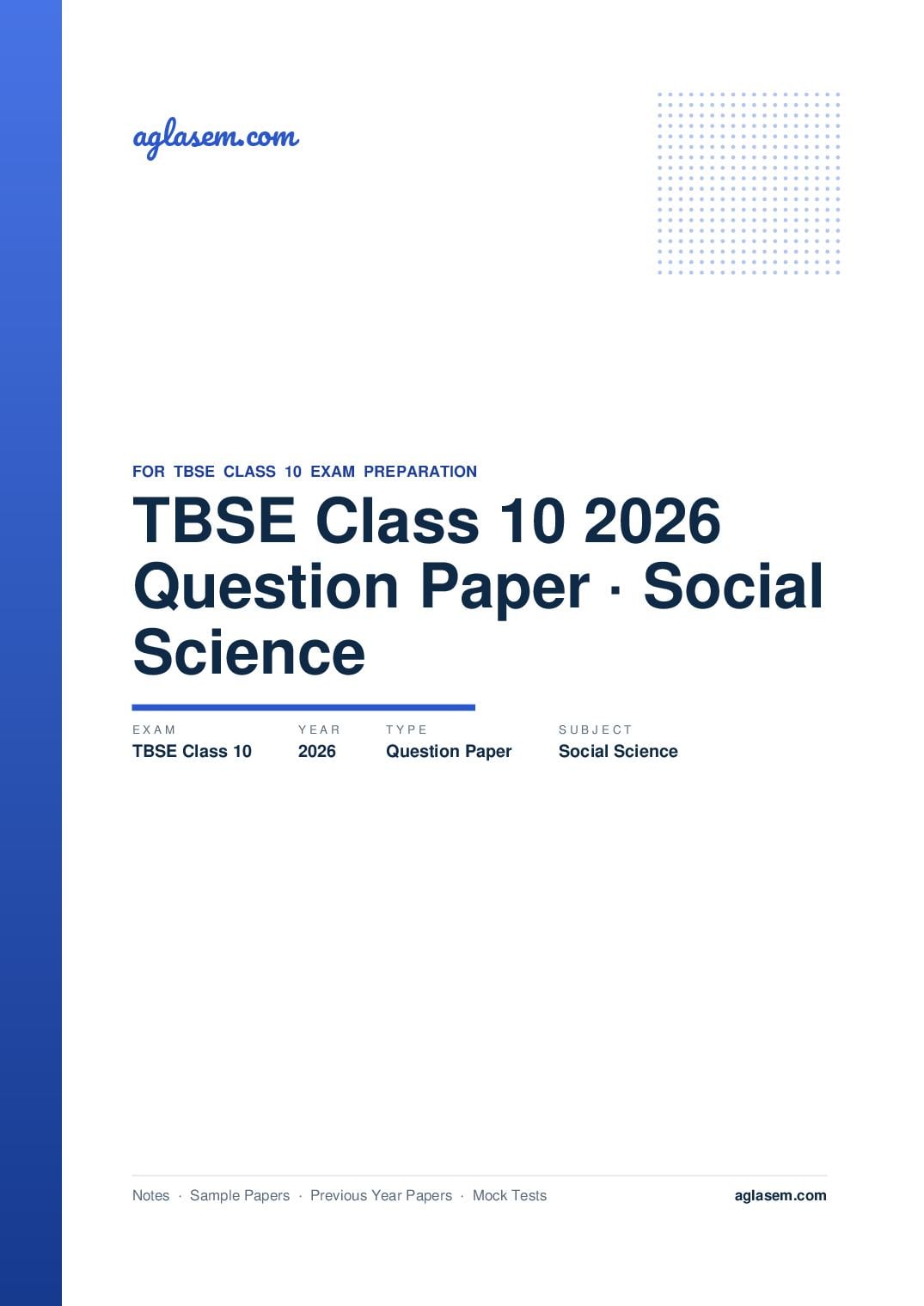 TBSE Class 10 Question Paper 2026 Social Science - Page 1 of 6