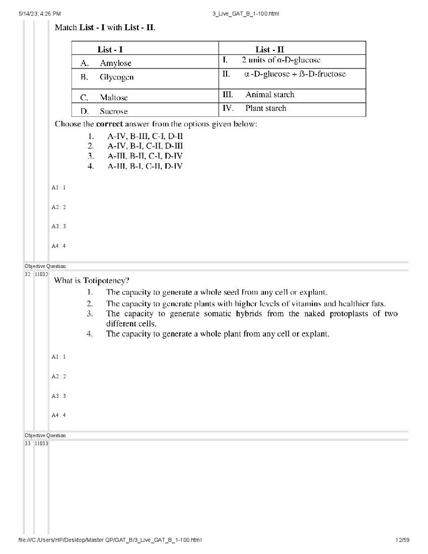 GAT-B / BET 2023 Question Paper PDF (GAT-B and BET, 13 May)