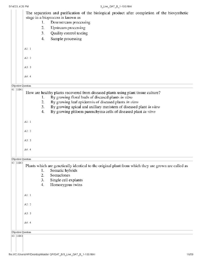 GAT-B / BET 2023 Question Paper PDF (GAT-B and BET, 13 May)