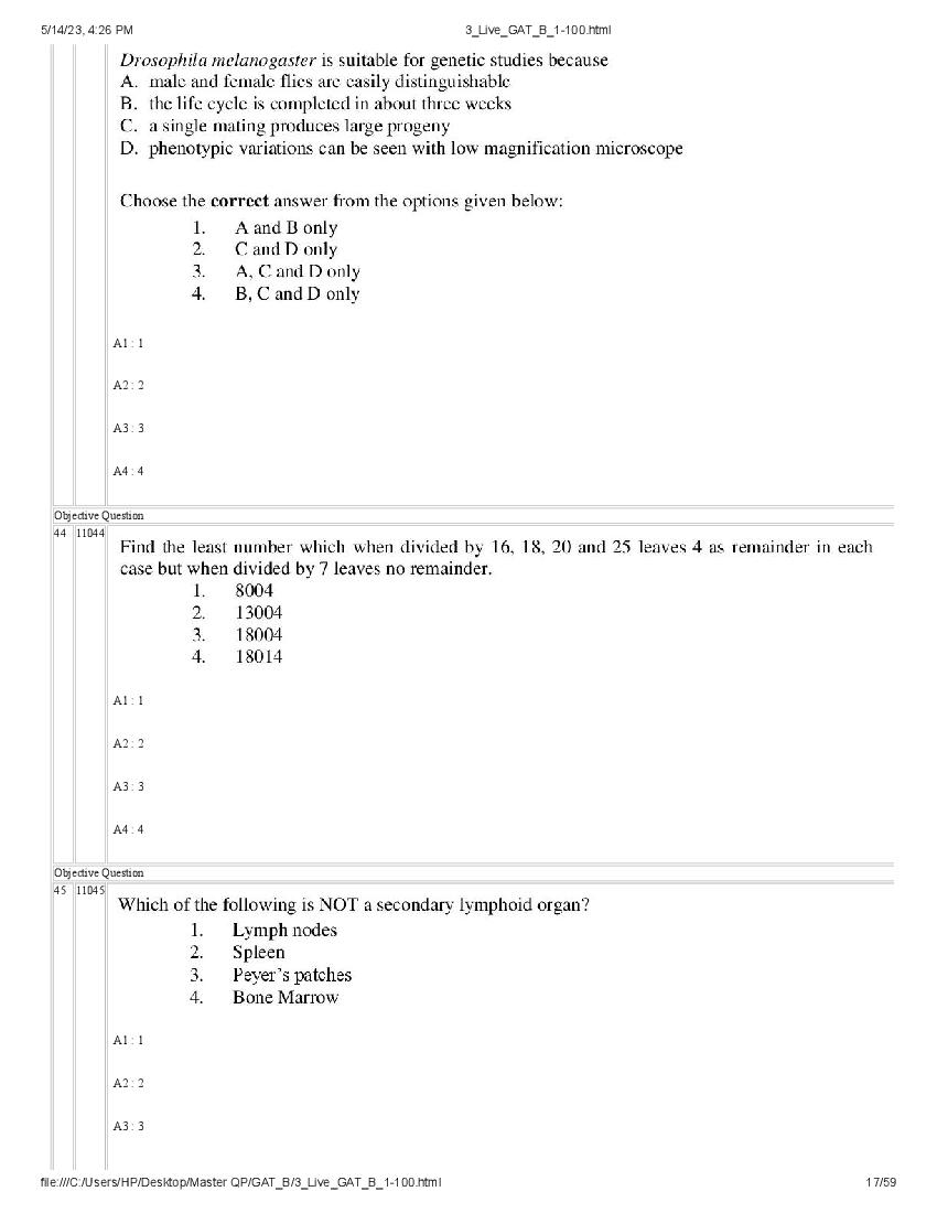 GAT-B / BET 2023 Question Paper PDF (GAT-B and BET, 13 May)