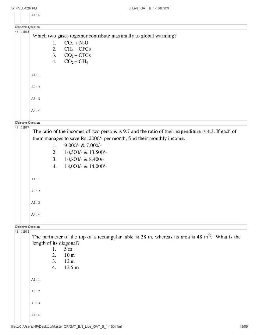 GAT-B / BET 2023 Question Paper PDF (GAT-B and BET, 13 May)
