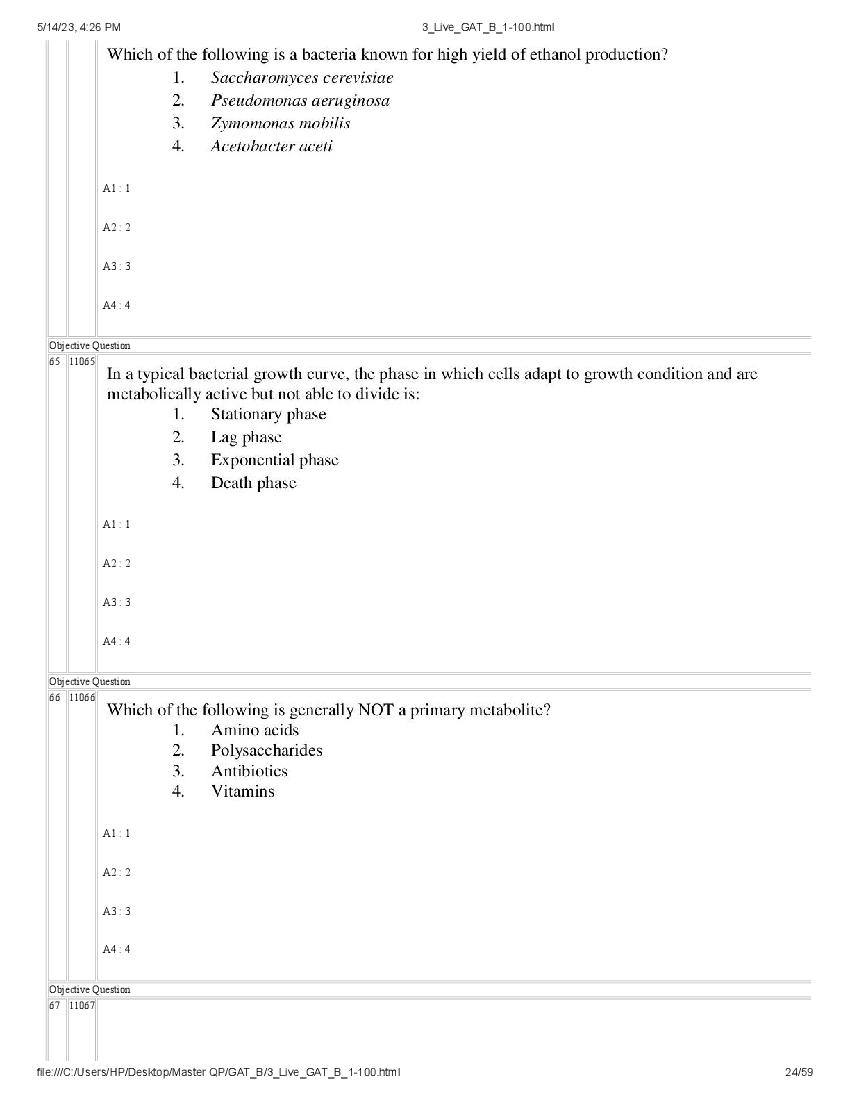 GAT-B / BET 2023 Question Paper PDF (GAT-B and BET, 13 May)