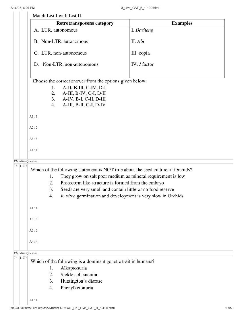 GAT-B / BET 2023 Question Paper PDF (GAT-B and BET, 13 May)