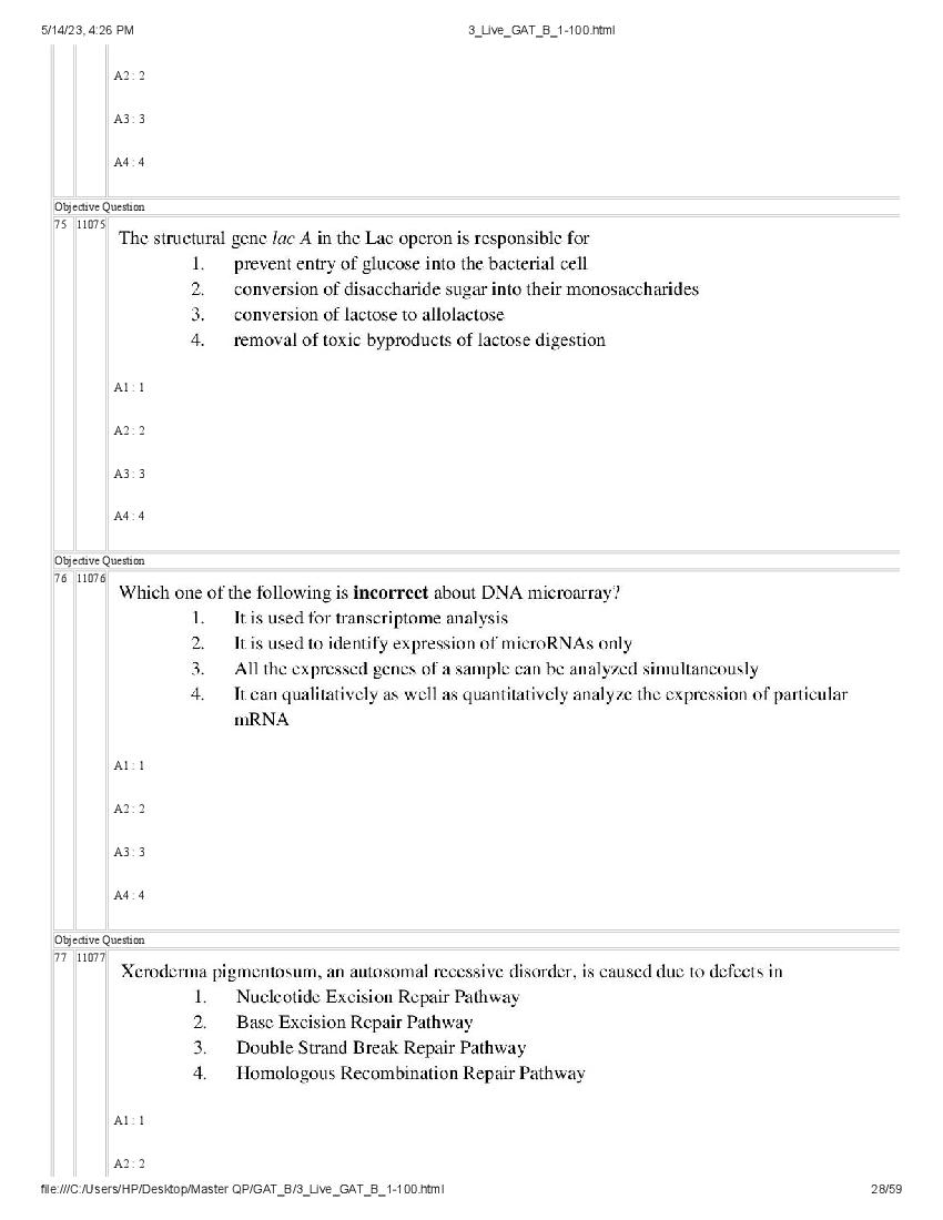 GAT-B / BET 2023 Question Paper PDF (GAT-B and BET, 13 May)