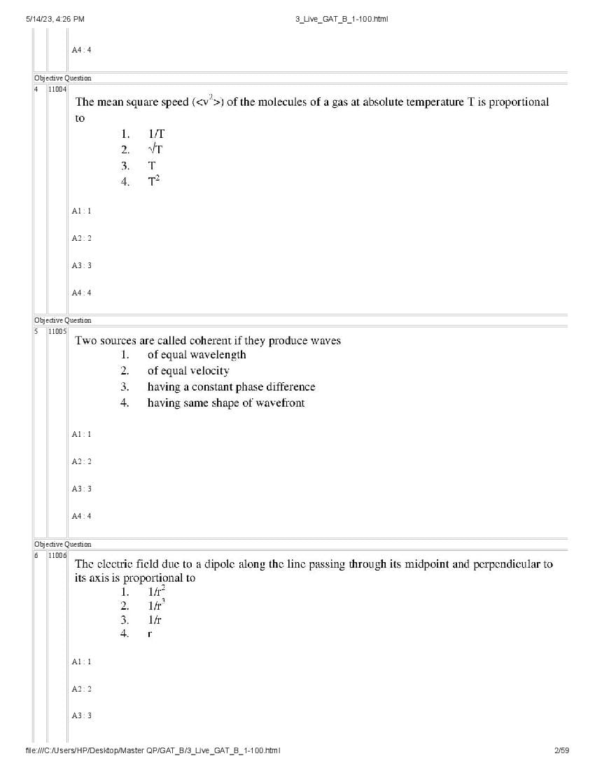 GAT-B / BET 2023 Question Paper PDF (GAT-B and BET, 13 May)