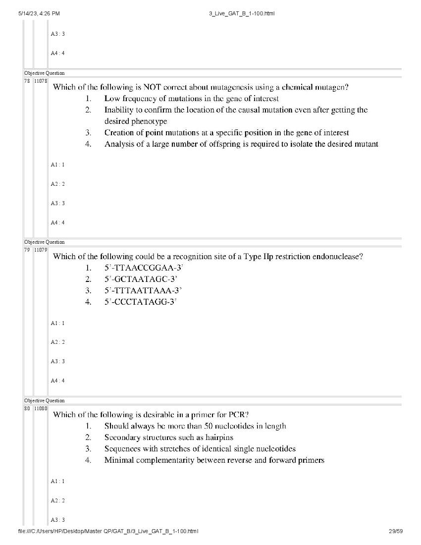 GAT-B / BET 2023 Question Paper PDF (GAT-B and BET, 13 May)