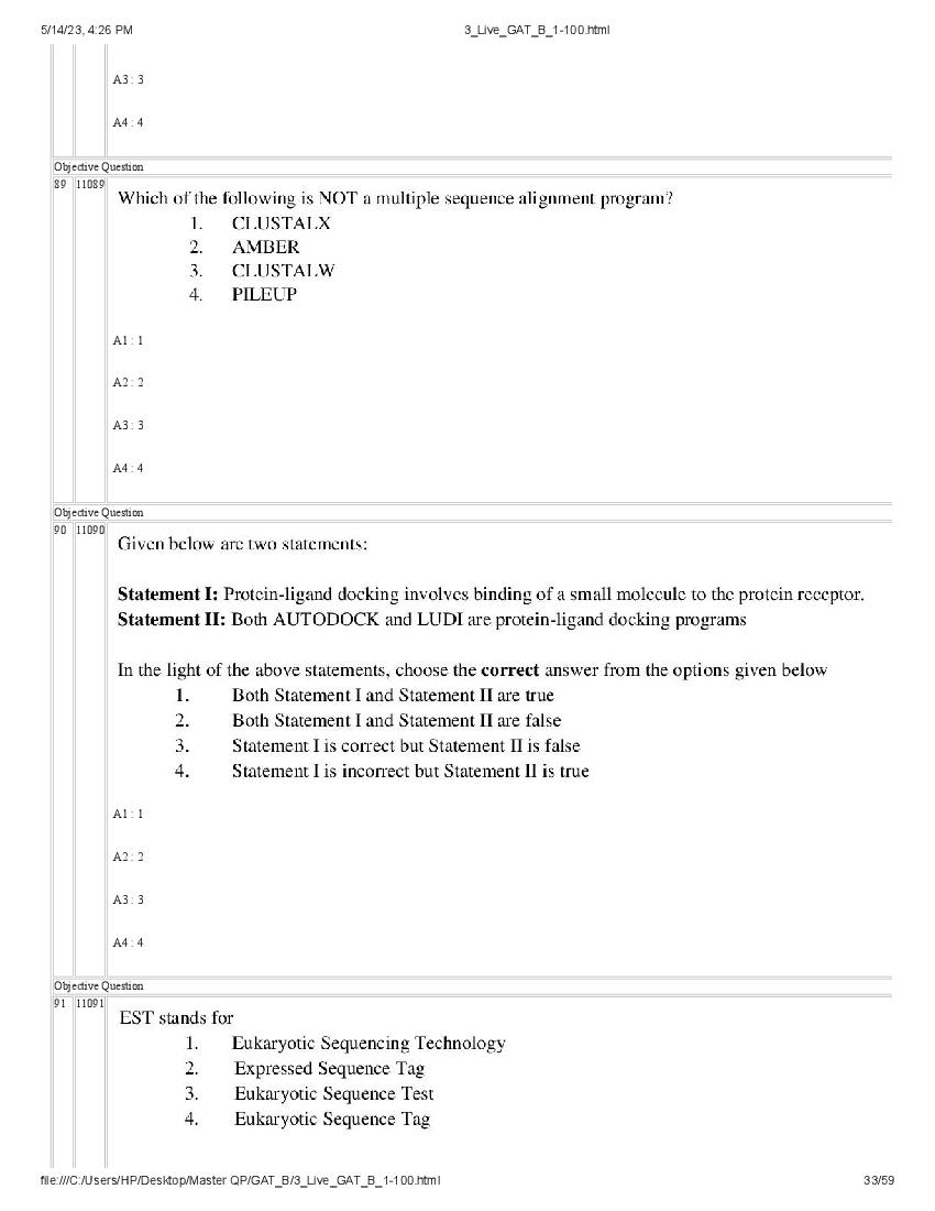 GAT-B / BET 2023 Question Paper PDF (GAT-B and BET, 13 May)