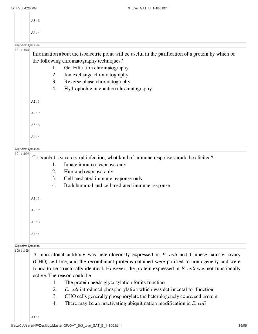 GAT-B / BET 2023 Question Paper PDF (GAT-B and BET, 13 May)