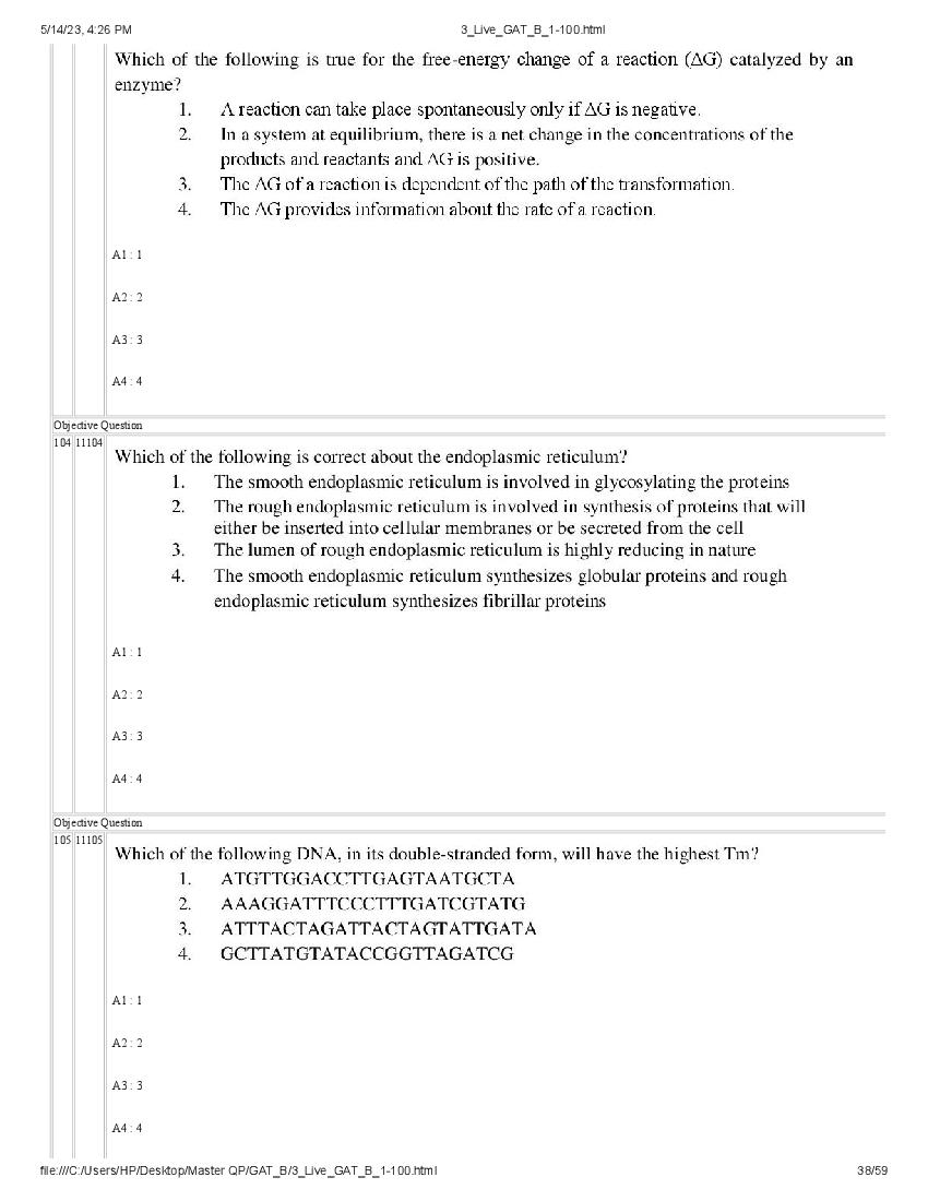 GAT-B / BET 2023 Question Paper PDF (GAT-B and BET, 13 May)