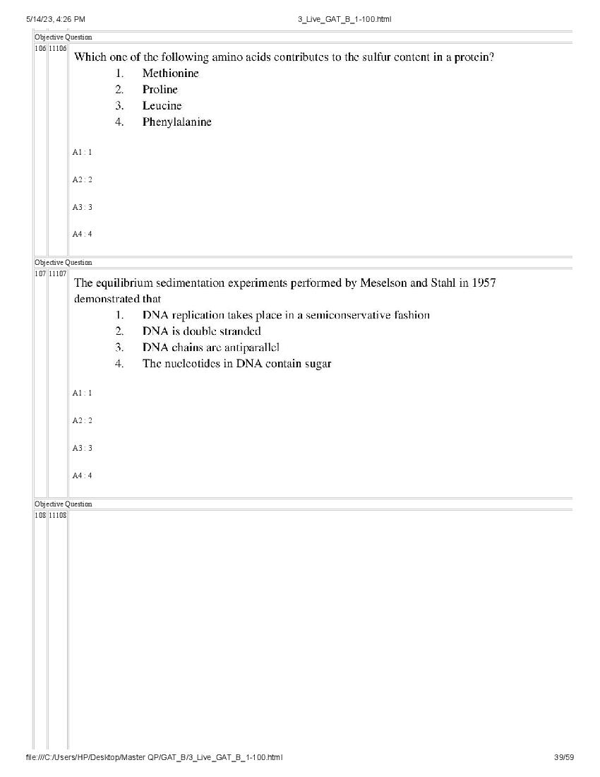 GAT-B / BET 2023 Question Paper PDF (GAT-B and BET, 13 May)