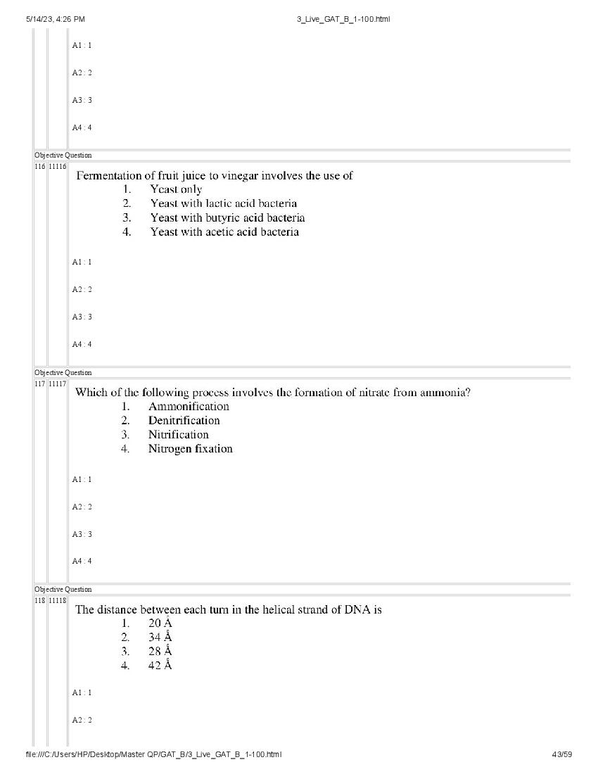 GAT-B / BET 2023 Question Paper PDF (GAT-B and BET, 13 May)