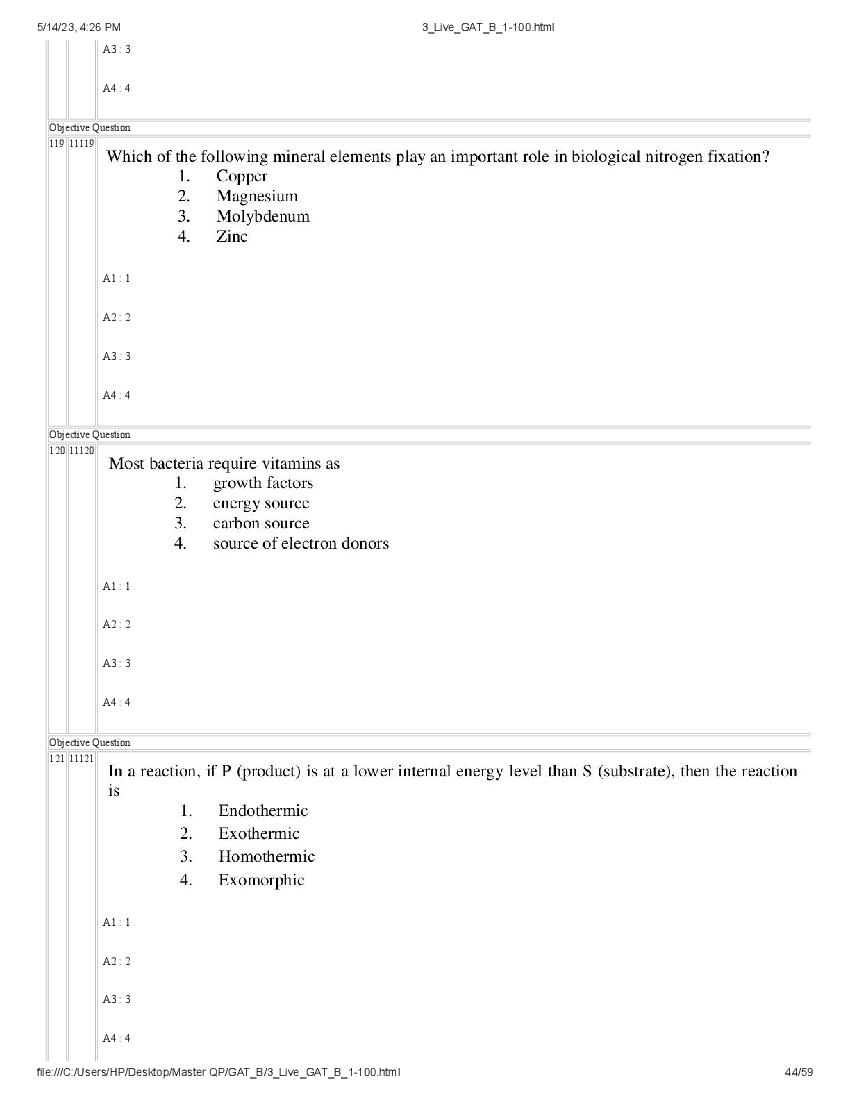 GAT-B / BET 2023 Question Paper PDF (GAT-B and BET, 13 May)