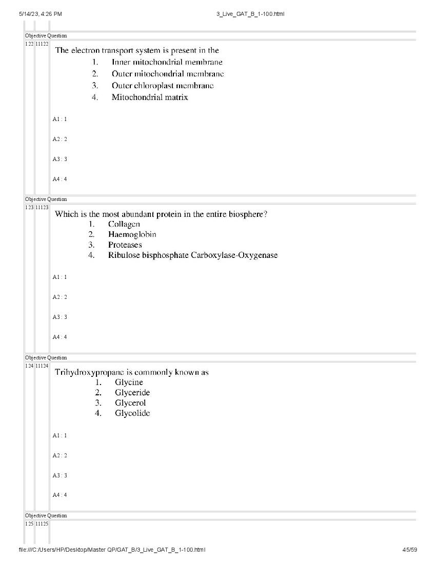 GAT-B / BET 2023 Question Paper PDF (GAT-B and BET, 13 May)