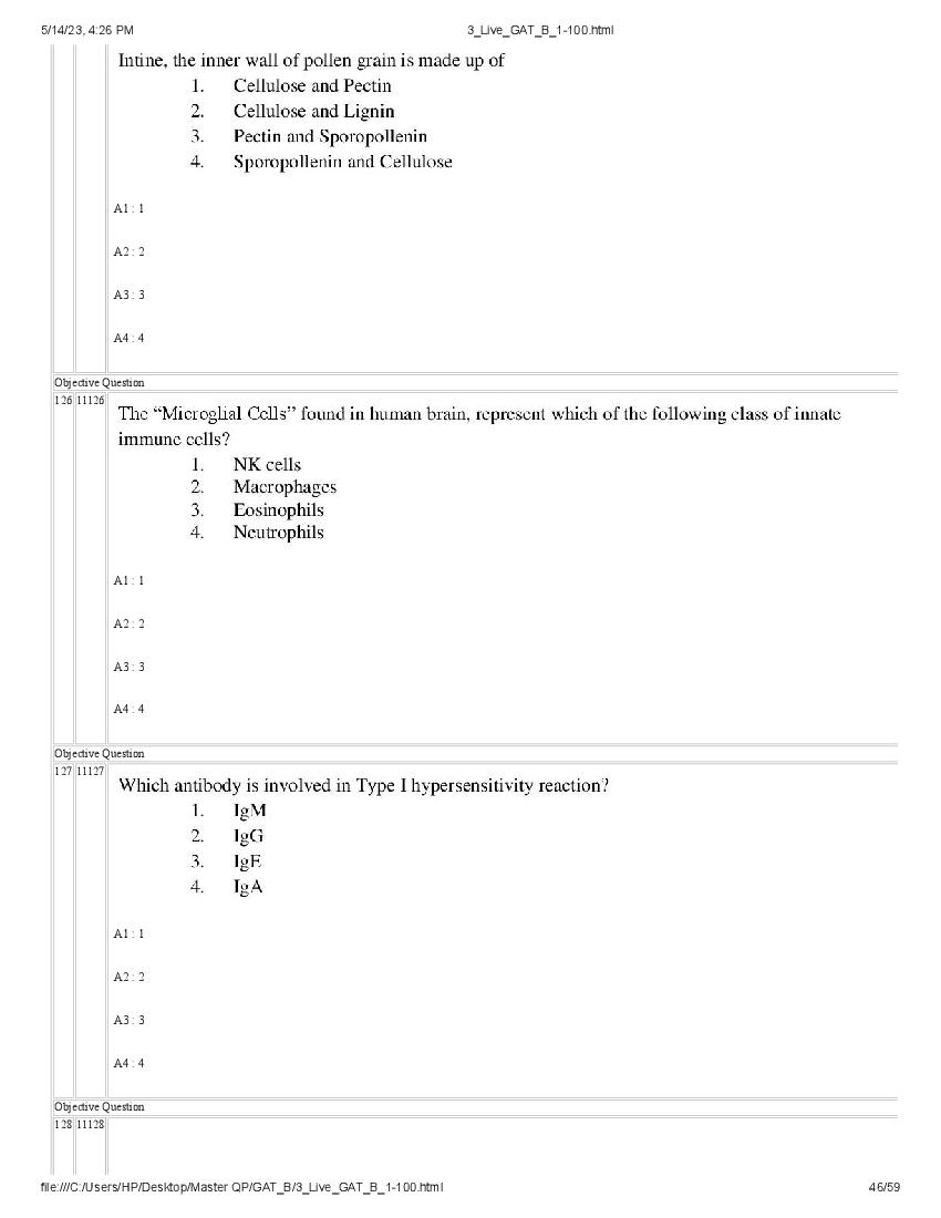 GAT-B / BET 2023 Question Paper PDF (GAT-B and BET, 13 May)