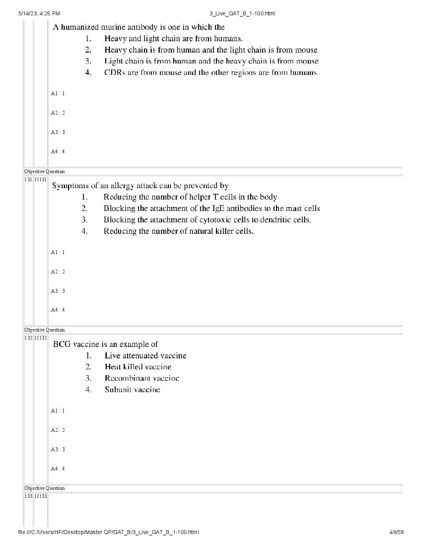 GAT-B / BET 2023 Question Paper PDF (GAT-B and BET, 13 May)