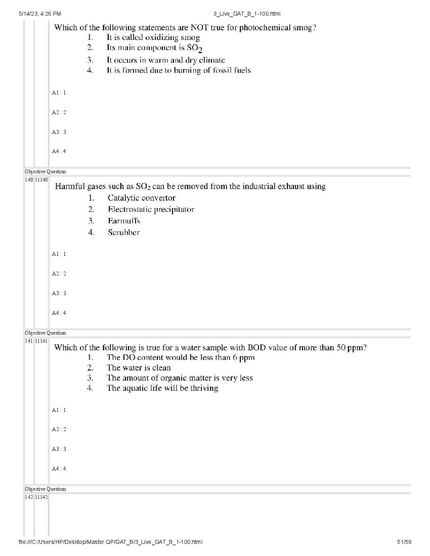 GAT-B / BET 2023 Question Paper PDF (GAT-B and BET, 13 May)