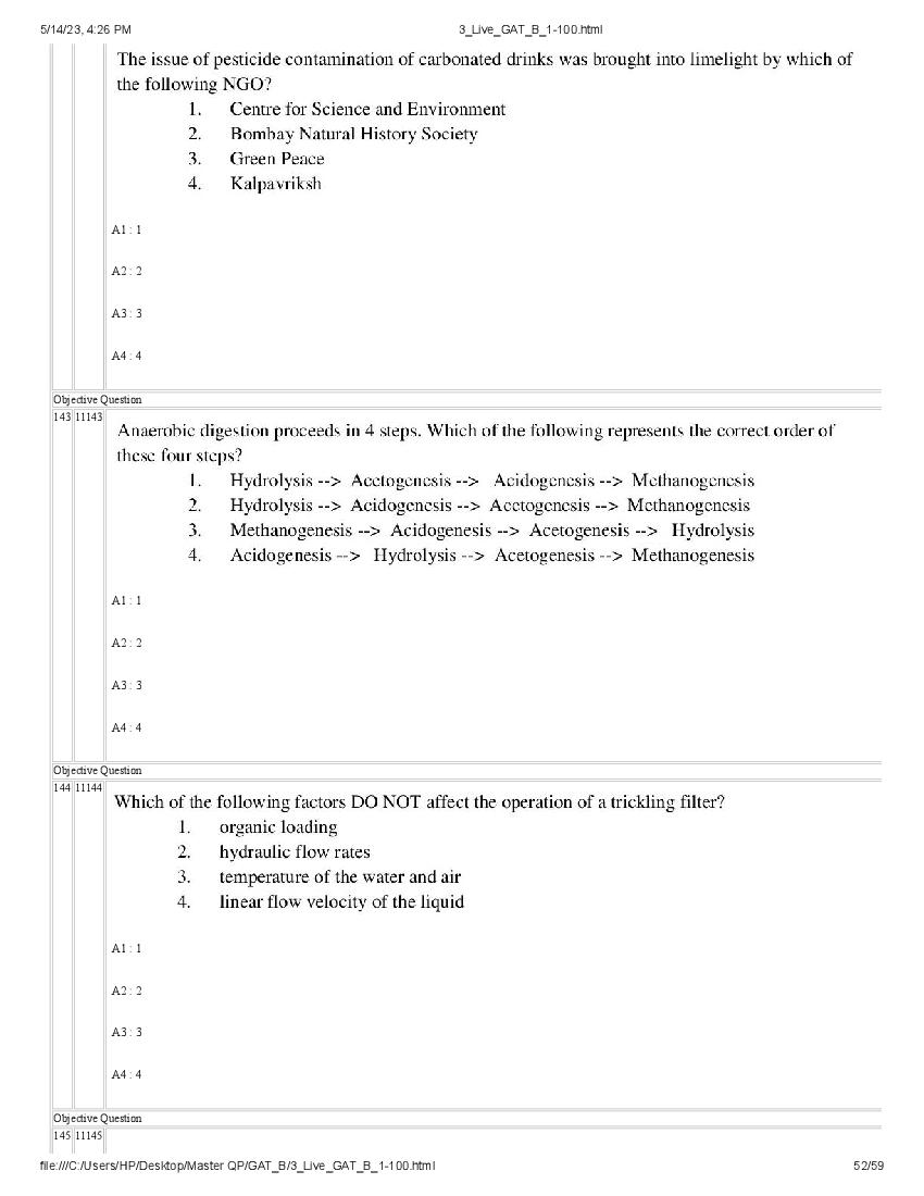 GAT-B / BET 2023 Question Paper PDF (GAT-B and BET, 13 May)