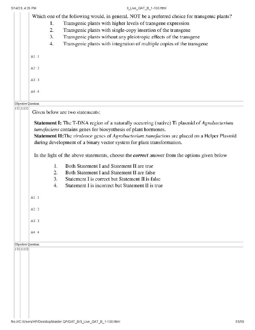 GAT-B / BET 2023 Question Paper PDF (GAT-B and BET, 13 May)