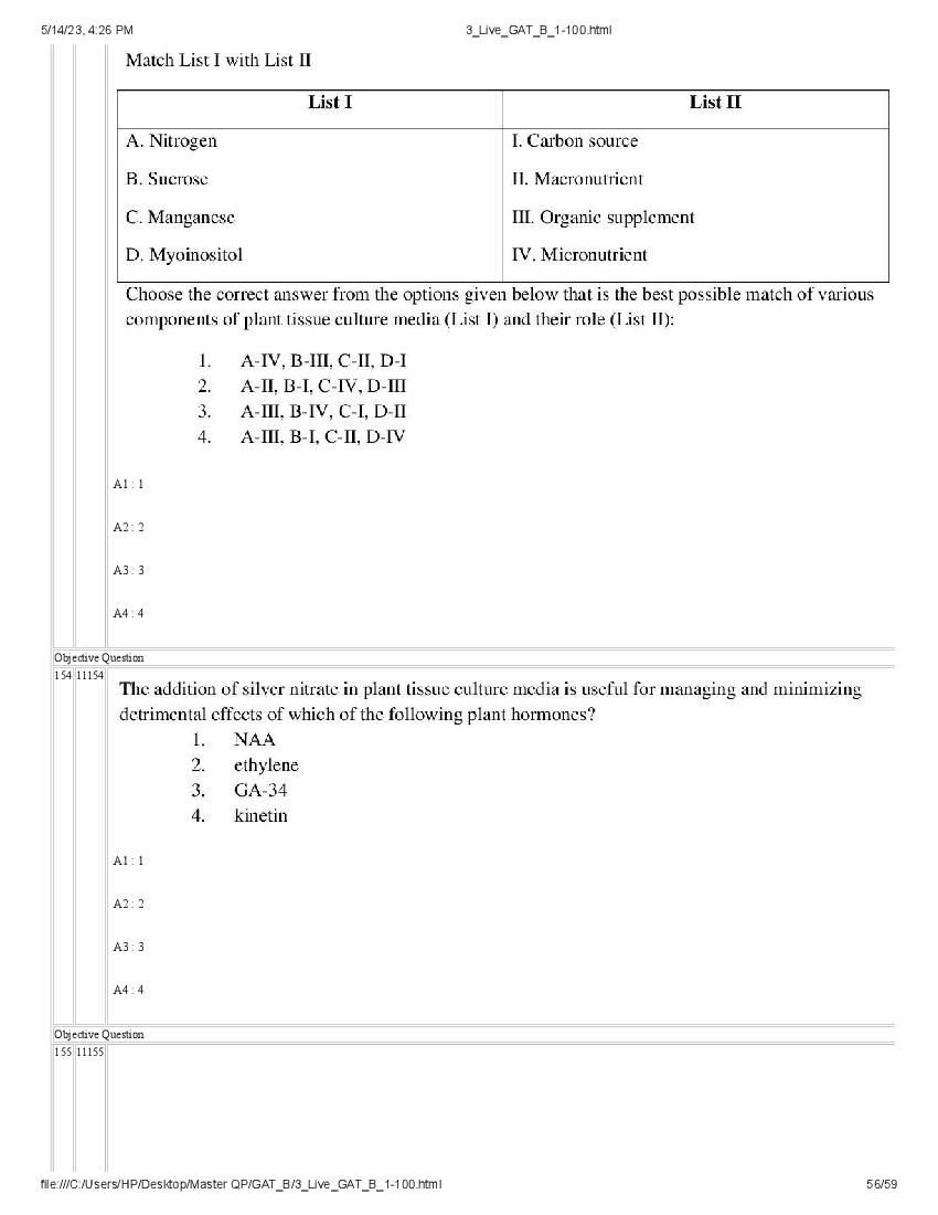 GAT-B / BET 2023 Question Paper PDF (GAT-B and BET, 13 May)