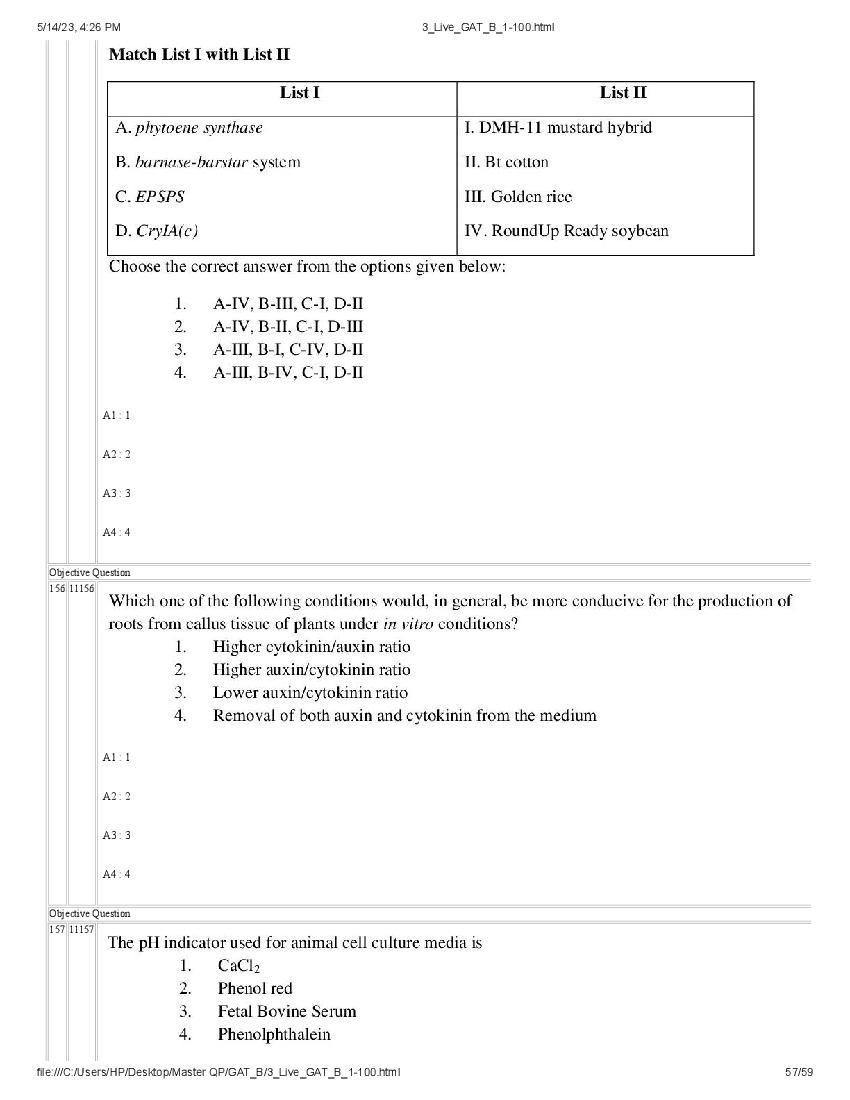 GAT-B / BET 2023 Question Paper PDF (GAT-B and BET, 13 May)