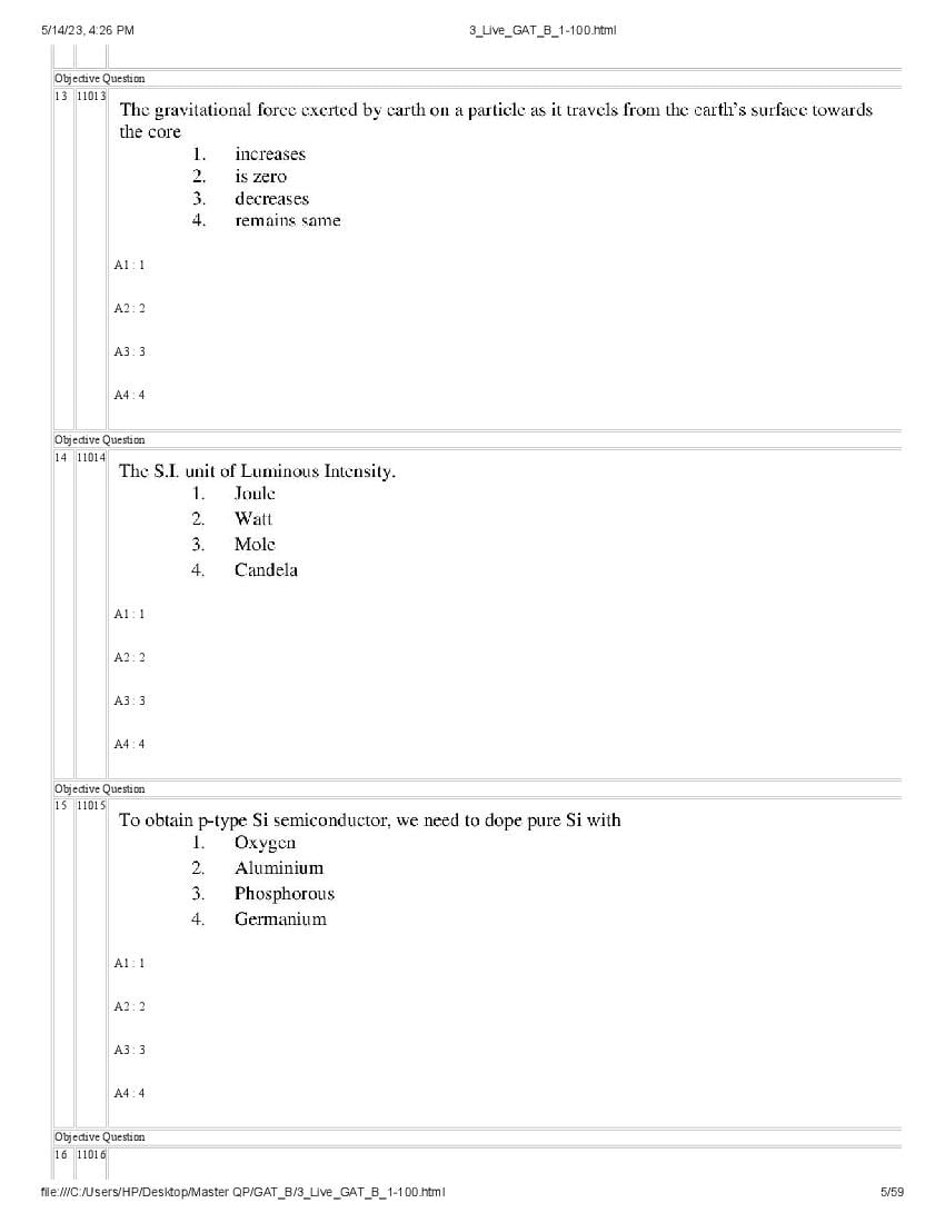 GAT-B / BET 2023 Question Paper PDF (GAT-B and BET, 13 May)